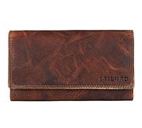 STILORD 'Hannah' Vintage Leather Wallet for Women with RFID Blocker Purse with Zipper Horizontal Large 5 x Card Holder Genuine Cow Hide Antique Leather, Colour:Kara - Cognac