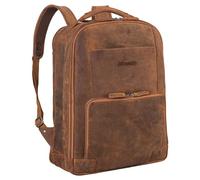 STILORD 'Harlow' XL Leather Backpack for Men | Vintage Laptop Backpack for 15-17 Inch | Large Work Backpack with Compartments | Trolley Attachable | Genuine Leather, Colour:tan - Dark Brown