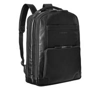 STILORD 'Harlow' XL Leather Backpack for Men | Vintage Laptop Backpack for 15-17 Inch | Large Work Backpack with Compartments | Trolley Attachable | Genuine Leather, Colour:Black