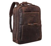 STILORD 'Harlow' XL Leather Backpack for Men | Vintage Laptop Backpack for 15-17 Inch | Large Work Backpack with Compartments | Trolley Attachable | Genuine Leather, Colour:Zamora - Brown