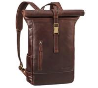 STILORD 'Harriet' Roll Top Leather Backpack Large Daypack for 15.6-17 Inch Laptops ideal for Cycling or as Travel Backpack Messenger Rucksack, Colour:zamora - brown