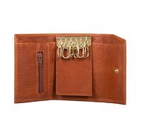 STILORD 'Hendrix' Slim Key Wallet Leather Pouch Vintage Key Case Holder with Ring Mini Coin Purse Cash Change Wallet Money Pouch Three-Fold, Colour:Texas - Brown