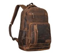 STILORD 'Hubertus' Leather Backpack Women and Men Vintage Laptop Backpack 15,6 inch School Backpack Leather Daypacks Teacher Bag, Colour:Calais - Brown