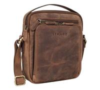 STILORD "Ilkay" Mens Small Shoulder Bag Leather Vintage Handbag Messenger Bag for Tablet iPad 9.7 Inch A5 Documents Cross Body Bag in Genuine Leather Colour:Middle Brown