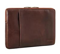 STILORD 'Ino' 15.6 Inch Laptop Case Leather Laptop Bag Women Slim Briefcase for Men Vintage A4 Document Bag Protective Sleeve from Real Leather, Colour:kansas - brown