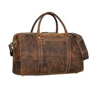 STILORD 'Iska' Large Travel Bag Leather Weekend Bag for Women Men Vintage Duffle Bag Hand Luggage Cabin Bag for Travelling in Genuine Leather, Colour:Calais - Brown