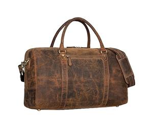 STILORD "Iska" Large Travel Bag Leather Weekend Bag for Women Men Vintage Duffle Bag Hand Luggage Cabin Bag for Travelling in Genuine Leather Colour:Calais - Brown