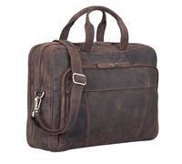 STILORD 'Jaron' Large Shoulder Bag Leather Men Women XL Laptop Bag 15.6 inches College Bag Portfolio Business Bag Genuine Leather, Colour:Dark - Brown