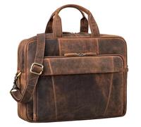 STILORD 'Jaron' Large Shoulder Bag Leather Men Women XL Laptop Bag 15.6 inches College Bag Portfolio Business Bag Genuine Leather, Colour:Kreta - Brown