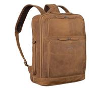 STILORD "Jayden" Men's Leather Business Backpack - Large Vintage Laptop Daypack with 15-17 Inch Laptop Compartment - A4 Size - Trolley Sleeve - Office, University, Travel Colour:tan - Dark Brown