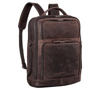 STILORD "Jayden" Men's Leather Business Backpack - Large Vintage Laptop Daypack with 15-17 Inch Laptop Compartment - A4 Size - Trolley Sleeve - Office, University, Travel Colour:Zamora - Brown