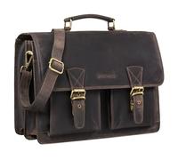 STILORD "Jeffrey Genuine Leather Teacher’s Bag - Large Vintage Briefcase for Men & Women - 15.6” Laptop Satchel with Shoulder Strap & Trolley Sleeve Colour:dark - brown