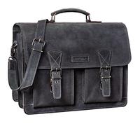 STILORD "Jeffrey Genuine Leather Teacher’s Bag - Large Vintage Briefcase for Men & Women - 15.6” Laptop Satchel with Shoulder Strap & Trolley Sleeve Colour:anthracite