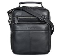 STILORD 'Joe' Fashionable Men's Shoulder Bag Messenger Bag Small Real Leather Student Bag Tablets Satchel Genuine Leather, Colour:Black