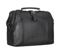 STILORD 'Johannes' Vintage Doctor's Leather Case - Retro Travel Bag with Lock - Genuine Leather, Colour:Black