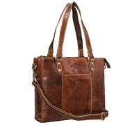 STILORD 'Joy' 3-in-1 Vintage Shopper Large Tote Bag Leather Handbag Women Shoulder Genuine Leather Bag for Work Shopping Leisure Laptop, Colour:cannes - brown