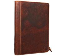 STILORD 'Julius' Vintage Conference Folder A4 Leather Brown Portfolio Document Folder Sophisticated Vintage Design fit for 12 inch Tablets Genuine Leather, Colour:Kara - Cognac