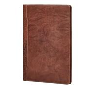 STILORD 'Kaden' Document Portfolio A4 Genuine Leather Large A4 Document Folder Vintage Conference Organizer for Office Meetings Business with 2 Card Slots & 4 Pen Holders, Colour:Brandy - Brown