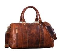 STILORD 'Keanu' Weekend Bag Leather Women Men Vintage Shoulder Bag Travel Bag Cabin Size Handbag for Travelling in Genuine Leather, Colour:Kara - Cognac