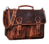 STILORD "Kronos" Portfolio Leather Large Briefcase Teacher's Bag Men Women School Satchel Shoulder Bag Vintage Business Attachable Colour:Porto - Cognac