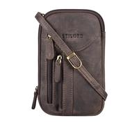 STILORD 'Lane' 3-in-1 Leather Phone Pouch Wrist Wallet Vintage Crossbody Sling Bag with Wrist Strap Hip Bag - Genuine Leather, Colour:Dark - Brown