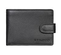 STILORD 'Larry' Men's Leather Wallet RFID Blocking, 6 Card Slots with Flap, Colour:Black