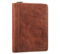 STILORD "Leif" A5 Leather Conference Folder Small Portfolio Vintage Business Folder Notepad Cover Briefcase Genuine Leather Colour:Cannes - Brown