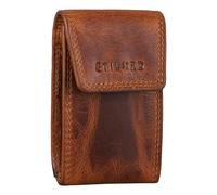 STILORD 'Lenn' RFID Key Pouch Leather Vintage Holder with Ring Elegant Coin Wallet Faraday Bag for Car Keys Leather Purse Organiser, Colour:Kara - Cognac