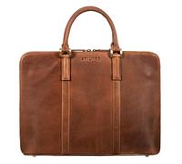 STILORD "Leonora Slim Leather Briefcase for Women Business Bag for Work - Ideal as 15,6-16 Inch Laptop Bag with Handle - Genuine Leather Handbag with Metal Feet Colour:andorra - brown