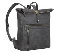 STILORD "Leya" Vintage Rolltop Backpack Ladies Leather Waterproof - Laptop Backpack 15.6 | 16 | 17 inch - Modern Leather Backpack for Business, Hiking and Cycling Colour:Anthracite