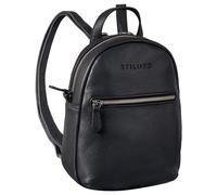 STILORD "Lola" Mini Daypack Ladies Leather City Backpack Small Rucksack Bag for Women Back Pack XS Made of Genuine Leather Colour:Black