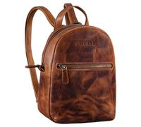 STILORD 'Lola' Mini Daypack Ladies Leather City Backpack Small Rucksack Bag for Women Back Pack XS Made of Genuine Leather, Colour:kara - cognac
