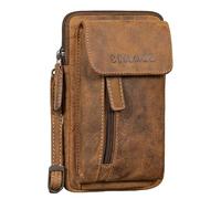 STILORD 'Mael' 2-in-1 Leather Messenger Bag Men Small Mobile Phone Bag Belt Bag - Genuine Leather Chest Pouch Vintage Crossbody Bag Mens for Mobile Phone Passport, Colour:Bergamo - Brown