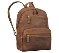 STILORD 'Maja' Leather Backpack for Women - Elegant and Stylish Leather Rucksack Bag with Lots of Compartments - Modern Small Ladies Backpack for Tablet 10.9 Inch, Colour:middle brown