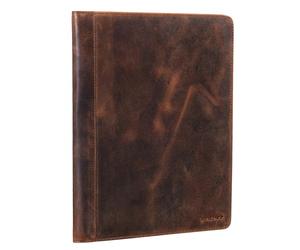 STILORD 'Malcolm' Leather Portfolio A4 Writing Case Vintage Document Folder for Business Work Meeting Conference Case Organizer Genuine Leather, Colour:Sepia - Brown