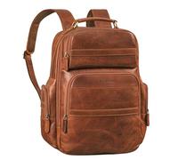 STILORD 'Manon' Large backpack leather XL business backpack laptop backpack 11 to 17 Large work backpack with many compartments and trolley attachment system, Colour:kara - cognac