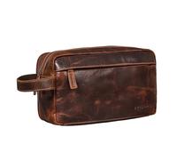 STILORD 'Marbella' Leather Wash Bag Mens - Water Resistant - Multi Compartment - Genuine Leather Toiletry Bag with Strap Large Travel Makeup Bag Women Bathroom Dopp Kit, Colour:luino - Brown