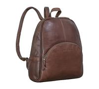 STILORD 'Margot' Daypack Women Leather Small Vintage Backpack Purse for Ladies Anti-Theft Rucksack Shoulder Bag for Trips and City Genuine Leather, Colour:sila - Brown