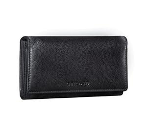 STILORD 'Marquesa' Women's Leather Wallet RFID Protection - Large Vintage Purse with NFC Blocker, Many Compartments, Genuine Leather Gift Box, Colour:Black Plain