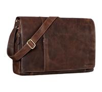 STILORD 'Maximus' XXL Leather Bag Extra Large Messenger Bag Business Briefcase Office for 17 18 19 21 Inch Laptops, Colour:Crunchy - Dark Brown