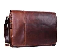 STILORD "Maximus" XXL Leather Bag Extra Large Messenger Bag Business Briefcase Office for 17 18 19 21 Inch Laptops Colour:Cognac Dark Brown