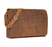 STILORD 'Maximus' XXL Leather Bag Extra Large Messenger Bag Business Briefcase Office for 17 18 19 21 Inch Laptops, Colour:tan - Dark Brown