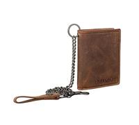 STILORD 'Mick' Leather RFID Wallet with Chain Slim Credit Card Holder for Men Wallet with Coin Holder Travel Wallet Genuine Leather, Colour:Bergamo - Brown