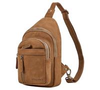 STILORD "Montego 2-In-1 Mens Leather Sling Bag Crossbody Backpack Genuine Leather Chest Bag Men Large Over Shoulder Bags With Anti Theft For Travel Outdoor Everyday Colour:tan - dark brown