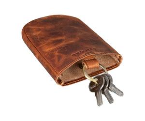 STILORD 'Monty' Key Case Leather with Key Ring and Key Fob Vintage Key Pouch Large for Women and Men Holder in Genuine Leather, Colour:Kara - Cognac
