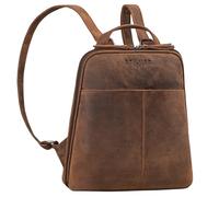 STILORD "Nayla" Small Leather Backpack Women Genuine Leather Daypack Woman Rucksack Vintage Elegant Back Bag Travel Daypacks City Backpacks with Anti-Theft Pocket Colour:Oak - Brown
