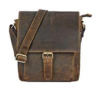 STILORD 'Nevio' Men's Leather Shoulder Bag | Small Messenger Bag Elegant Vintage Design | Crossbody Bag for 10.1 Inch Tablet iPad Genuine Leather, Colour:Middle Brown