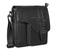 STILORD 'Nino' Shoulder Bag Leather Man vintage shoulder bag men bevelled flap men's bag genuine leather, Colour:black