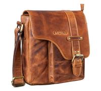 STILORD 'Nino' Shoulder Bag Leather Man vintage shoulder bag men bevelled flap men's bag genuine leather, Colour:kara - cognac