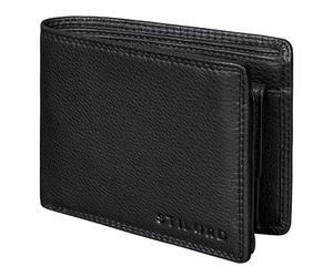 STILORD "Norman Large Genuine Leather Wallet RFID Blocking for Men Elegant Leather Money Purse with Coin Pockets and Card Holders Bifold Wallet NFC Blocking Wallet Colour:Black